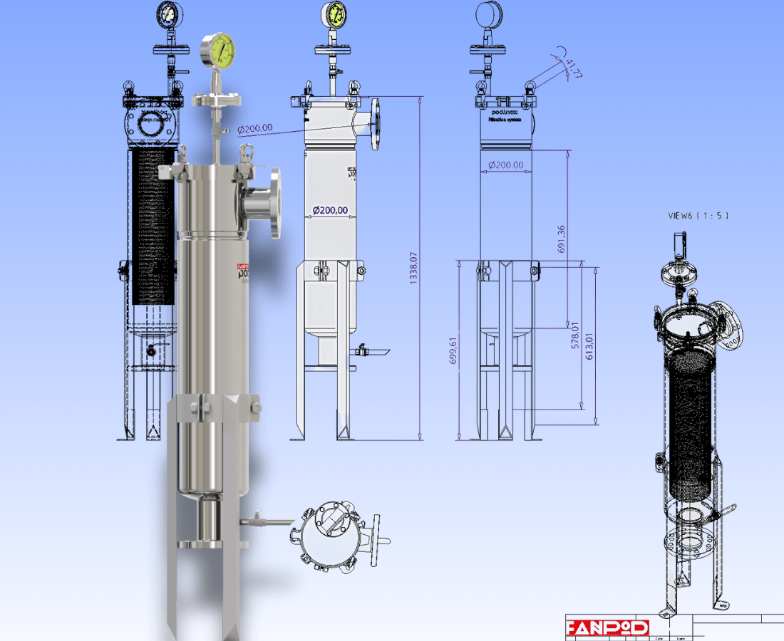 فیلتر کیسه ای استیل نقشه سه بعدی