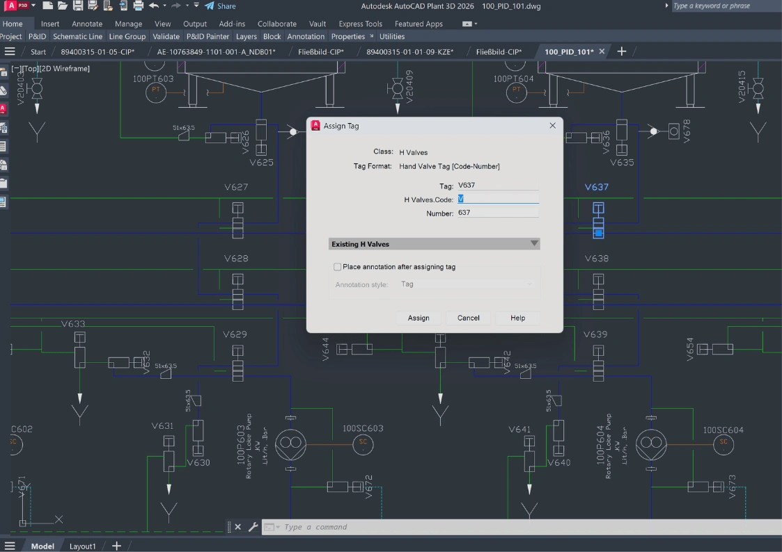 AutoCAD Plant 3D Smart P&ID interface